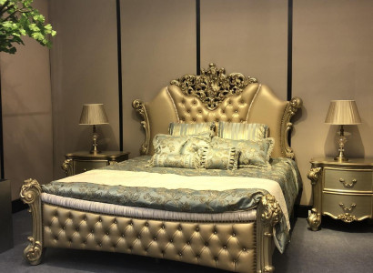 Bett Design Doppelbett Betten Luxus Klassiker Barock Chesterfield 184x214cm neu